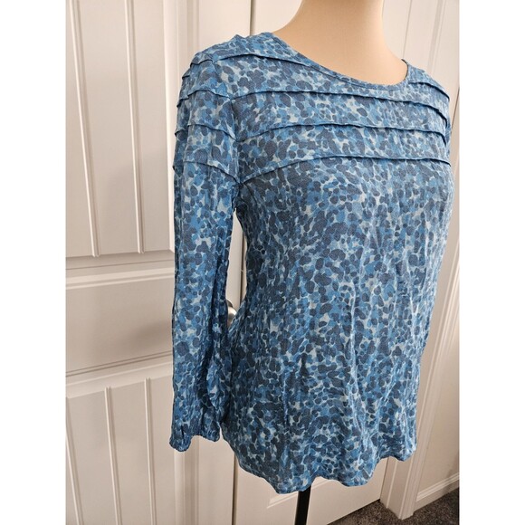 Nanette Lepore Cayman Blue Blouse Long Sleeves Flowy Fabric Nwt Elastic Cuff Med - Picture 2 of 11